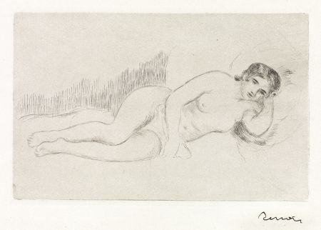 Grabado Renoir - Femme nue couche (tourne a droite) 1ere planche 