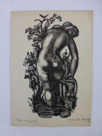 Grabado En Madera Kuntz - Femme nue de dos 