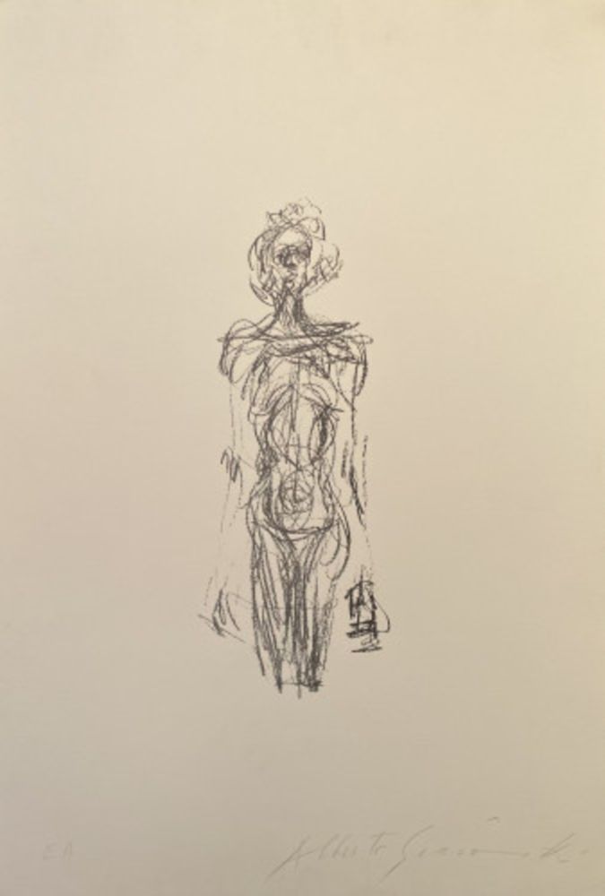 Litografía Giacometti - Femme nue Debout IV - signed