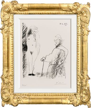 Litografía Picasso - Femme nue et Homme a la Canne