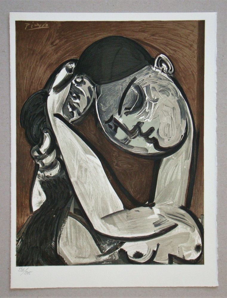 Litografía Picasso - Femme se coiffant, 1955