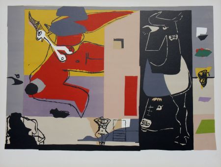 Litografía Le Corbusier - Femme Unicorne et Taureau Noir