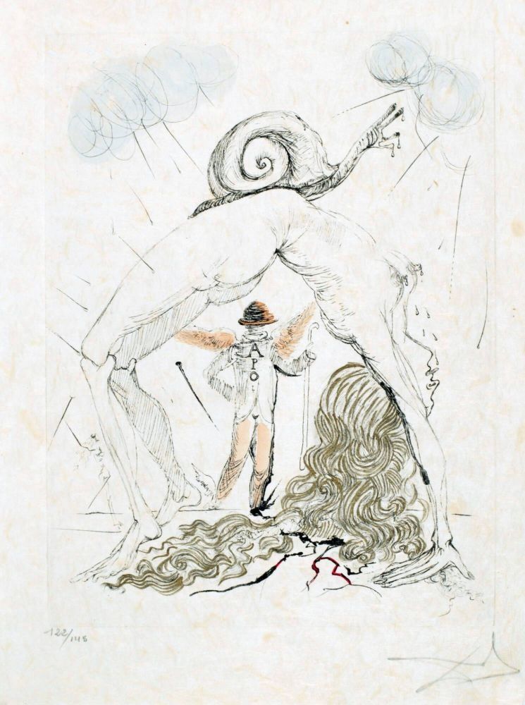 Aguafuerte Dali - Femme à l'escargot