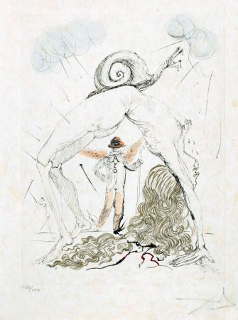 Aguafuerte Dali - Femme à l'escargot