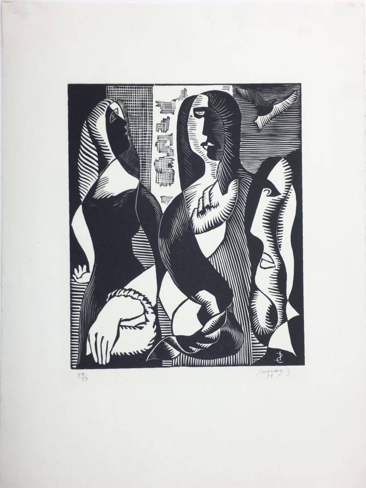 Grabado En Madera Survage - Femmes Cubistes (Paris, 1933)