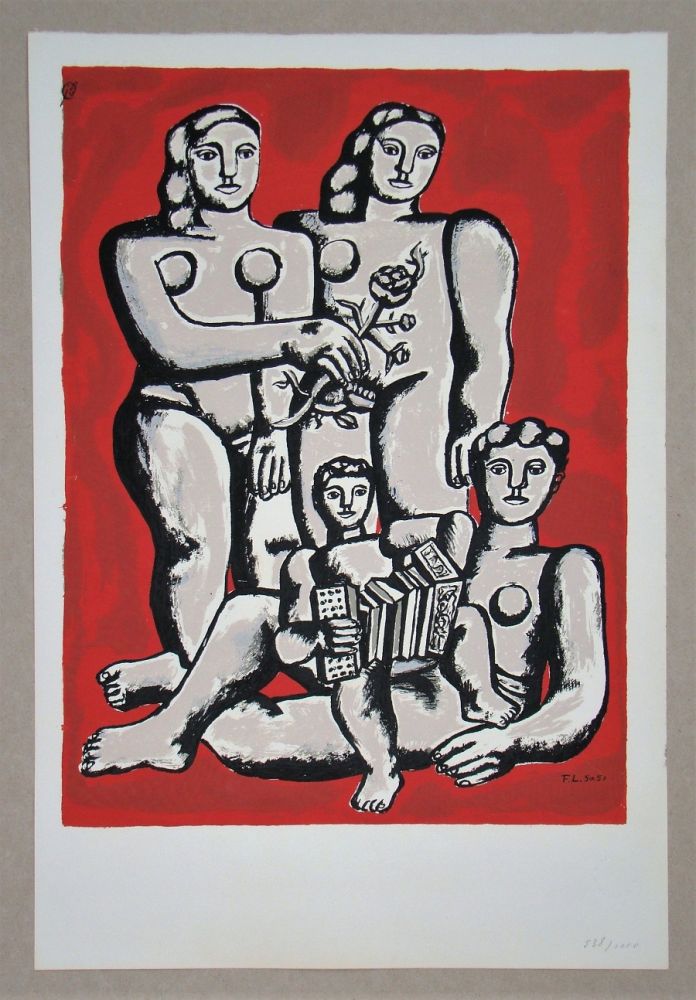 Serigrafía Leger - Femmes et enfants a l'accordeon