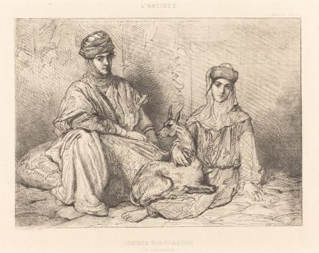 Grabado Chassériau - Femmes mauresques (de Constantine)