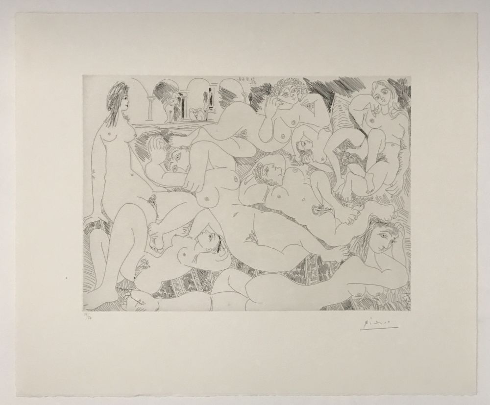 Aguatinta Picasso - Femmes Prenant Le Soleil a la Piscine