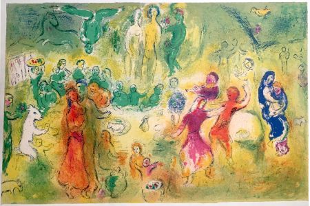 Litografía Chagall - FESTIN NUPTIAL DANS LA GROTTE DES NYMPHES (Daphnis & Chloe - 1961)