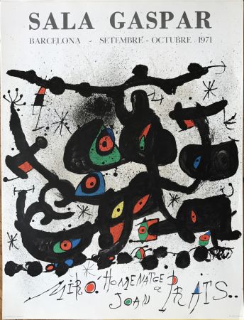 Litografía Miró - Ffiche pour l’ exposition “Homenatge a Joan Prats”. Sala Gaspar, Barcelona.
