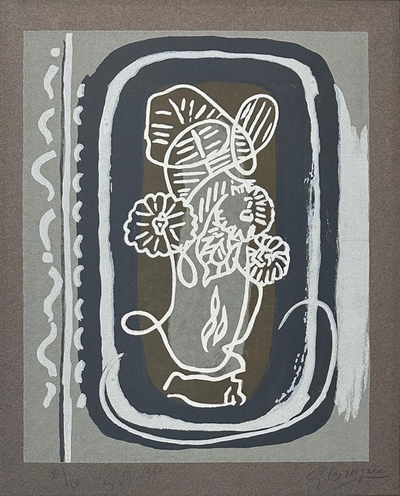 Grabado En Madera Braque - Fleurs blanches