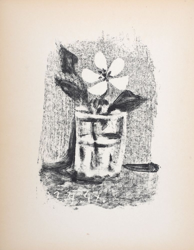 Litografía Picasso - Fleurs dans un verre, 1947