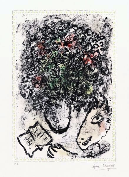 Litografía Chagall - Fleurs d'art