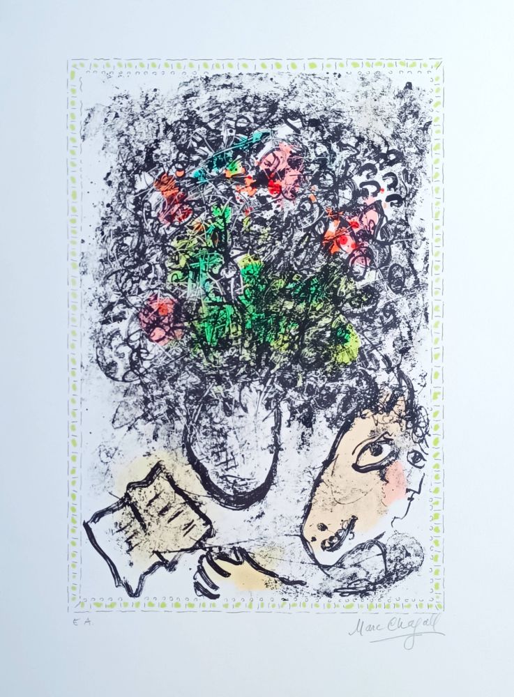 Litografía Chagall - Fleurs d'art