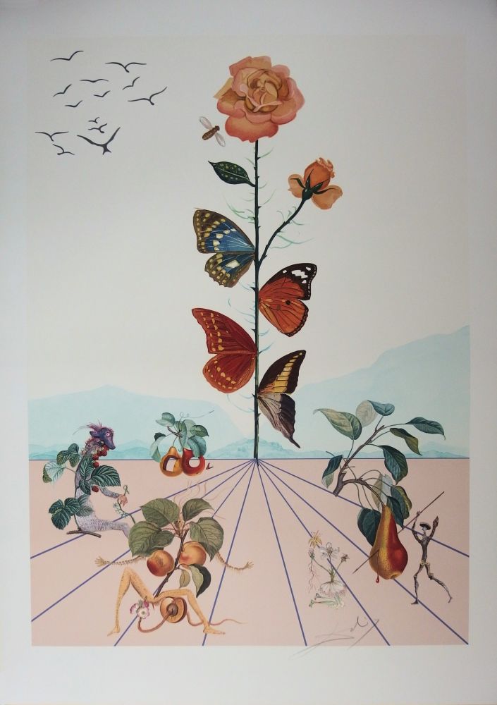 Litografía Dali - Flordali II - La rose papillon