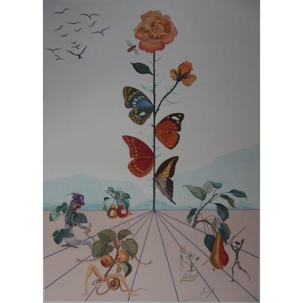 Litografía Dali - Flordali II : la rose papillon