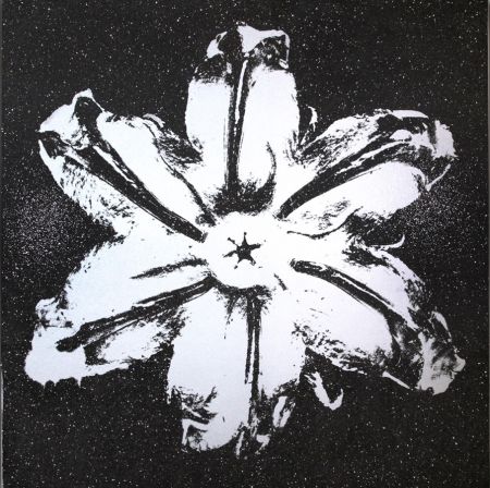 Serigrafía Robierb - Flower Power (Silver on Black)