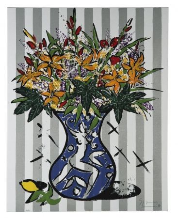 Serigrafía Szczesny - Flowers on Stripes