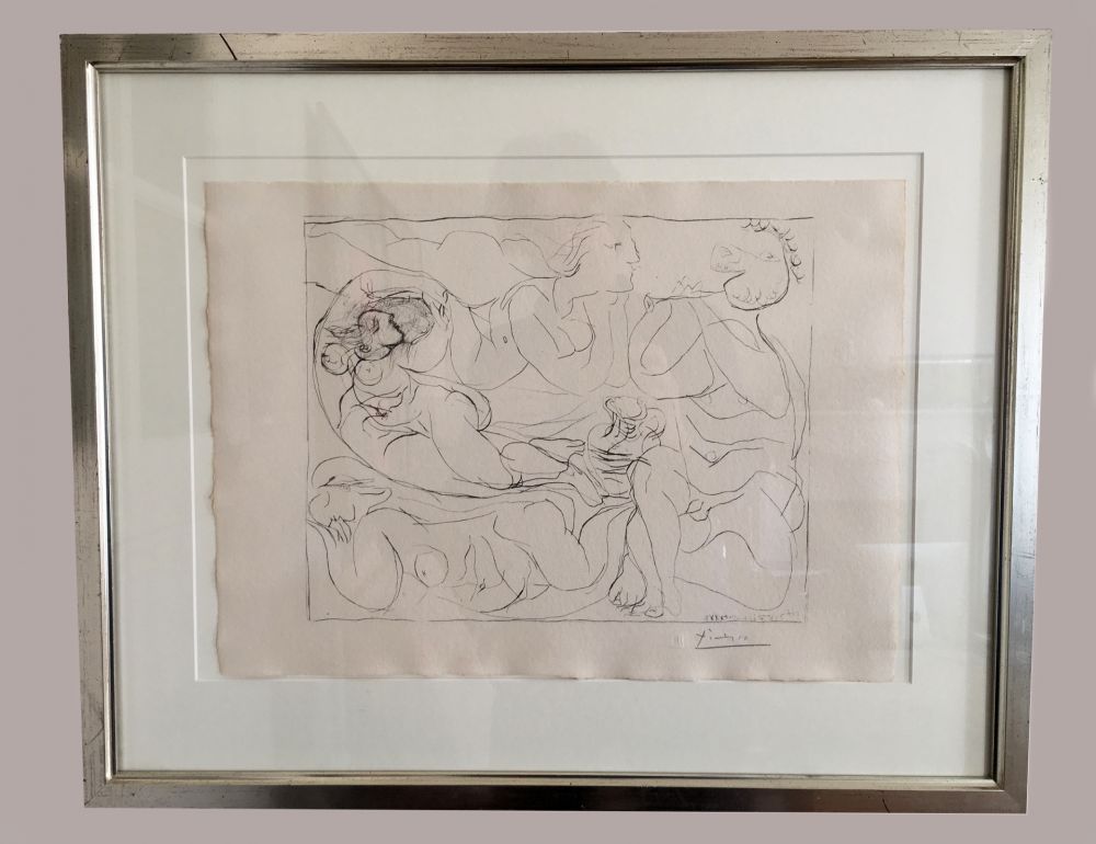 Litografía Picasso - Flûtiste et trois Femmes nues' de la 'Suite Vollard', 1932