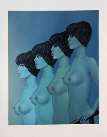 Litografía Labisse - Four Nudes Descending Stairs
