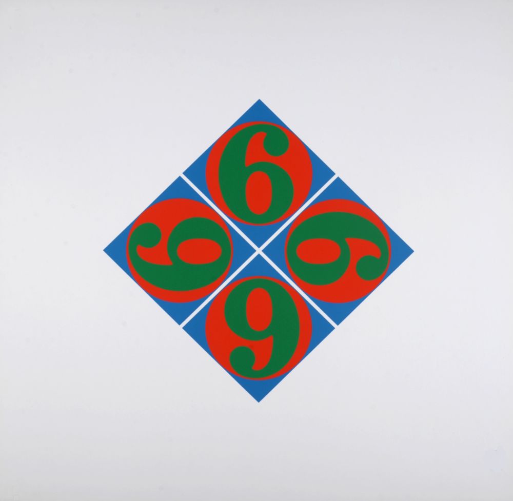 Serigrafía Indiana - Four Sixes, 1969 - hand-signed