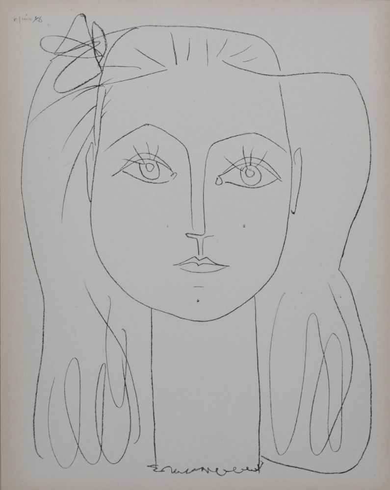 Litografía Picasso - Françoise avec un nœud dans les cheveux