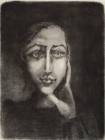 Litografía Picasso - Françoise sur fond gris