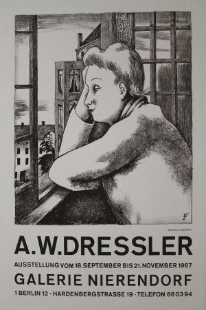 Litografía Dressler - Frau am Fenster