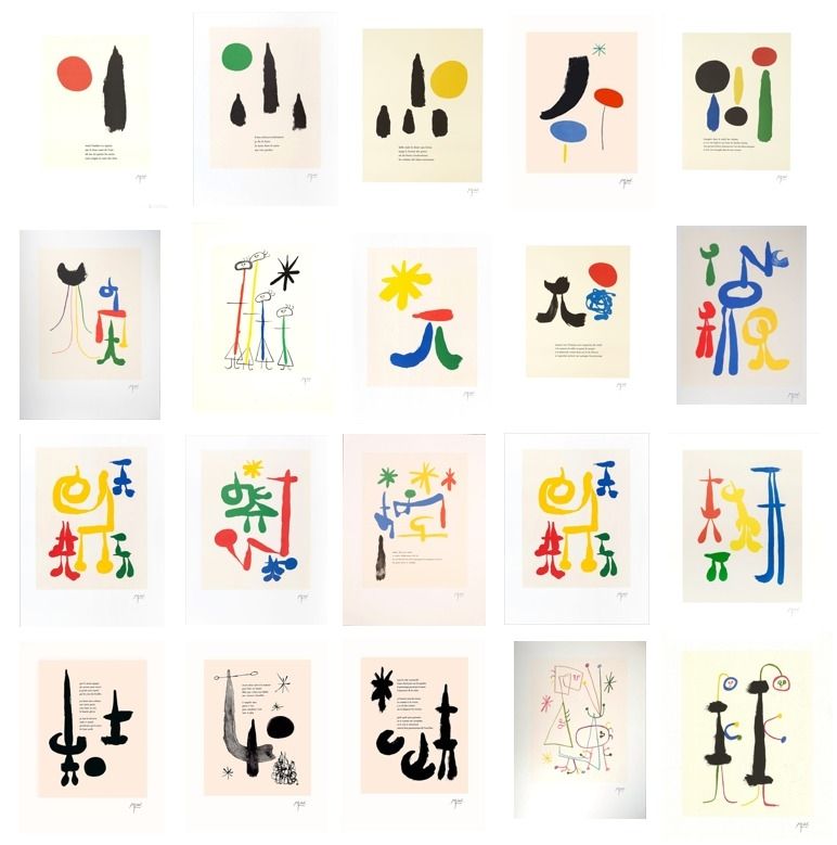 Litografía Miró -  Full Suite of 19 Lithographs in colours and b&w, after Tzara's Parler Seul