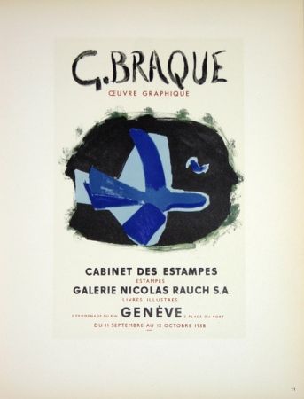 Litografía Braque - G. Braque  Oeuvres Graphiques Nicolas Rauch  Genéve  1958