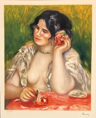 Litografía Renoir - Gabrielle con una rosa