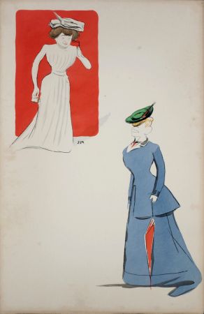Litografía Goursat - Gaby Darcel et Marthe Helly, 1901