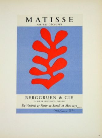 Litografía Matisse - Galerie Berggruen 1953