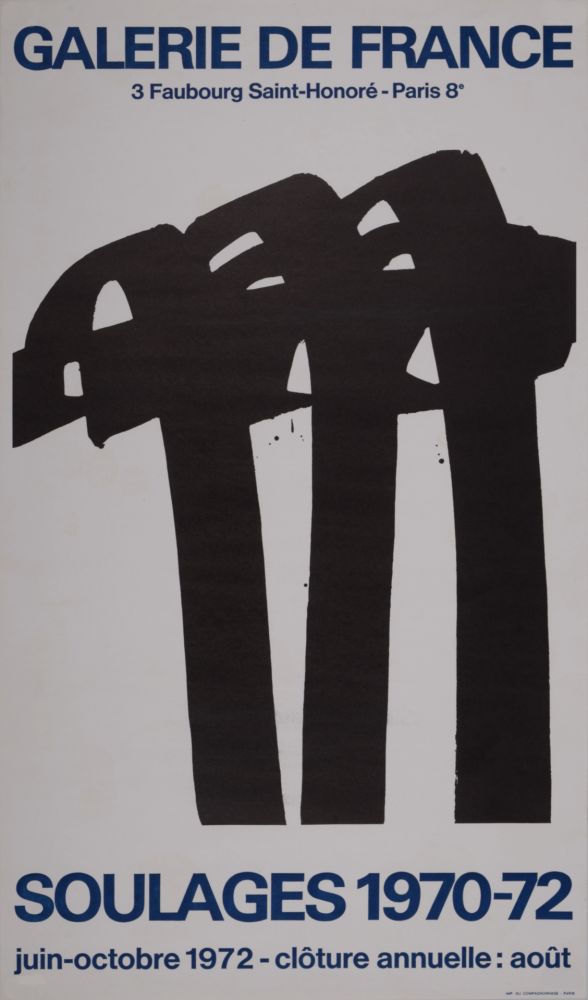 Litografía Soulages - Galerie de France, 1972 - Scarce!