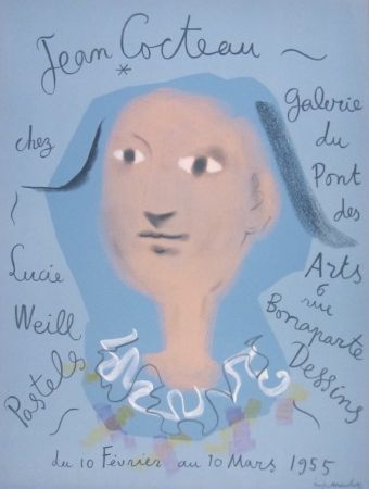 Litografía Cocteau - Galerie du Pont des Arts, chez Lucie Weill