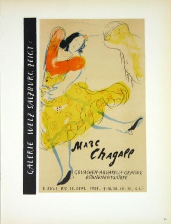 Litografía Chagall - Galerie Welz Salzburg - Gouachen-Aquarelle-Graphik Bûhnenentwûrfe