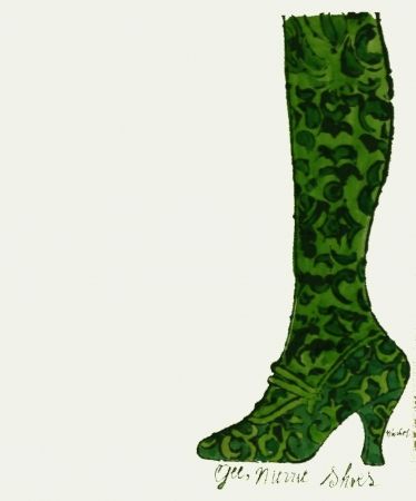 Litografía Warhol - Gee, Merrie Shoes (Green)