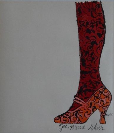 Litografía Warhol - Gee, Merrie Shoes (Red)