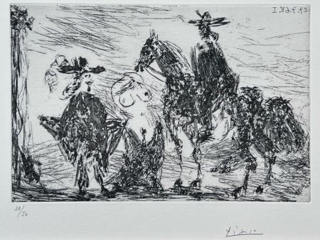 Aguafuerte Picasso - Gentilhomme, femme honteuse et reître 