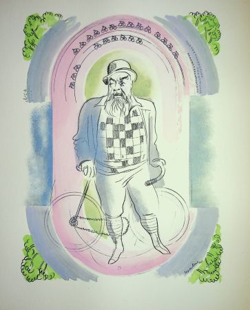 Litografía Uzelac - Gentleman à Vélo