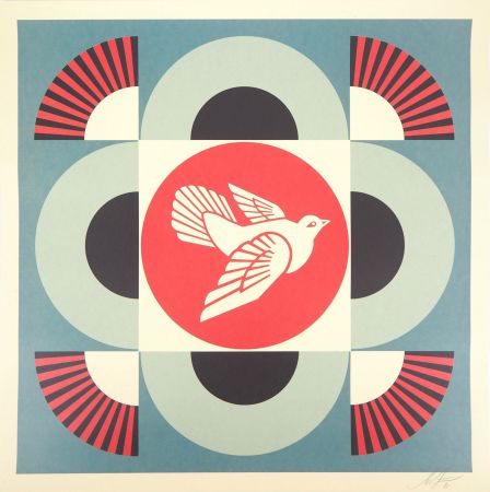 Serigrafía Fairey - Geometric Dove - Blue