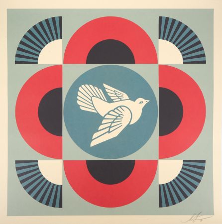 Serigrafía Fairey - Geometric Dove - Red