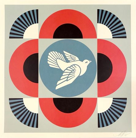 Litografía Fairey - Geometric Dove (Red)