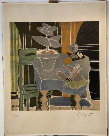 Litografía Braque - Georges Braque (1882-1963) Nature morte à la palette, 1960. 