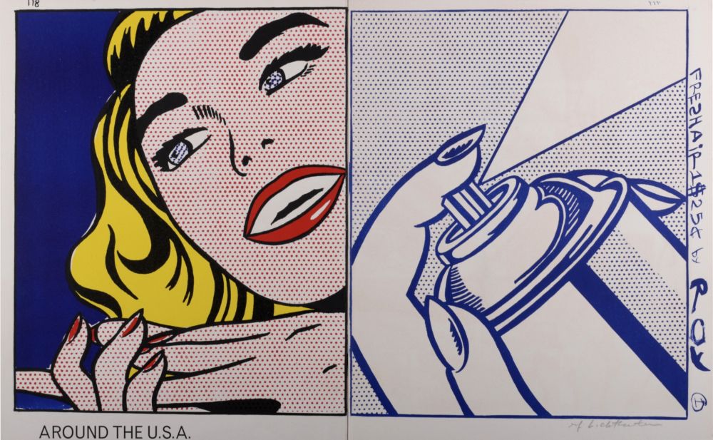 Litografía Lichtenstein -  Girl & Spray Can 1964 Hand Signed 