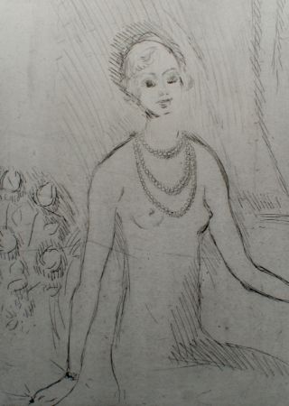 Grabado Van Dongen - Girl with a pearl necklaces