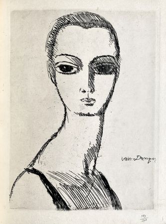 Grabado Van Dongen - Girl with swans neck