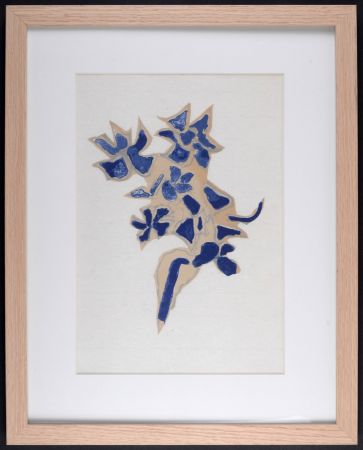 Litografía Braque - Giroflée bleue, 1963 - Framed