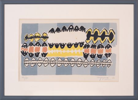 Litografía Capogrossi - Giuseppe Capogrossi (1900-1972) - Coloured lithograph on paper - 1953
