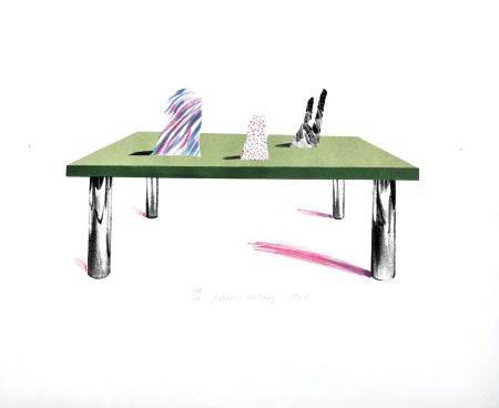 Litografía Hockney - Glass Table with Objects